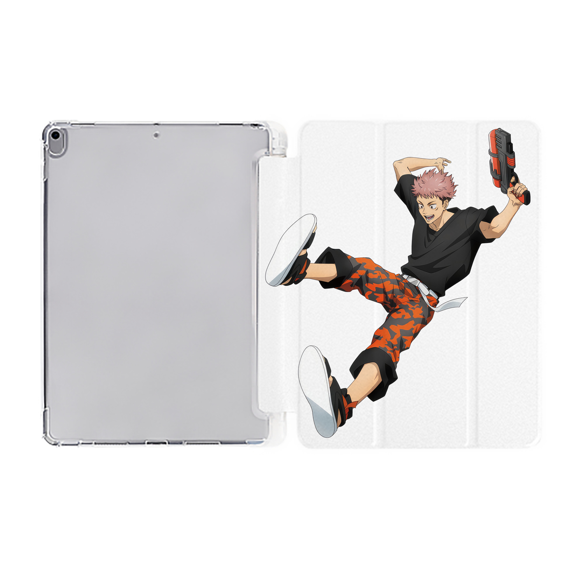（画像用） 呪術廻戦 Jujutsu Kaisen IPad ケース ペン収納付き 三つ折りスタンド PUレザー×シリコン 対応機種9.5/10.5/10.9インチ